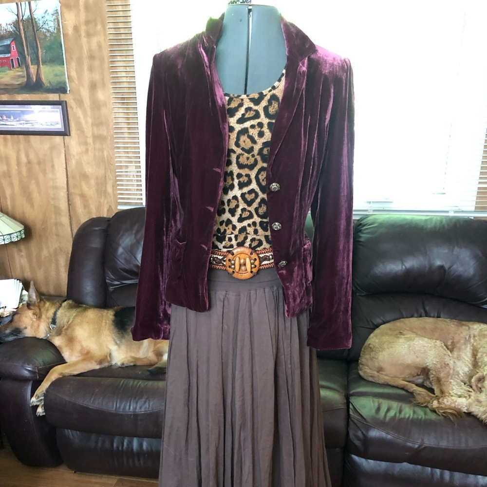 Red Velvet Silk Blend Blazer
